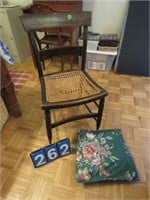 EARLY CANE BOTTOM CHAIR- STENCILED - CANE NEEDS