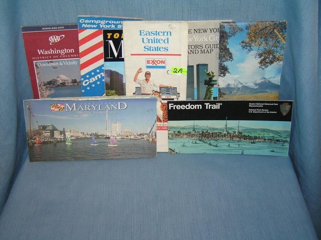 Group of vintage travel maps and brochures