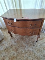 Two Drawer Vintage Oak Cabinet w/ key