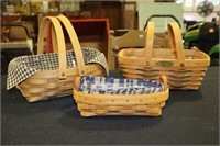 3 Longaberger Baskets - 1999 Woven Memory with