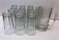 Clear glass tumblers (14) & matching pitcher
