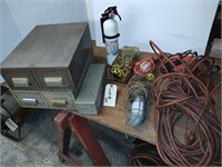 Mix lot. File cabinet, Tow rope, Work light,