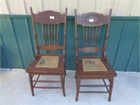 2-Antique Oak Chairs