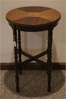 WALNUT LAMP/PLANT STAND WITH INLAID TOP