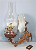 Cast Iron Oil Lamp Bracket w/ Reflector