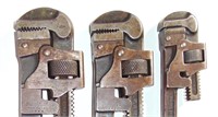 3 WINCHESTER ADJUSTABLE PIPE WRENCHES circa 1922