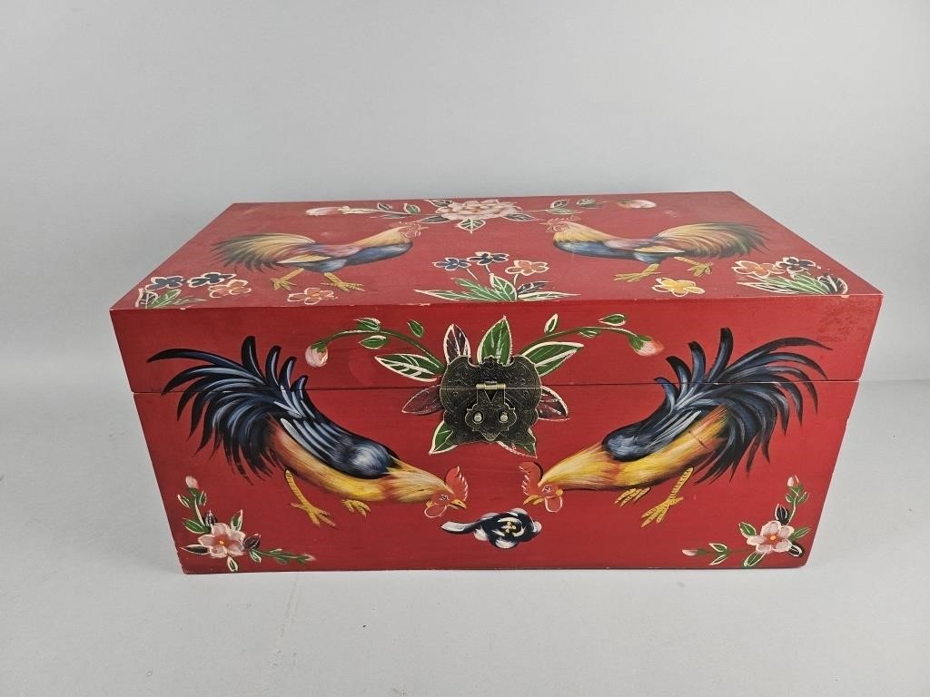 Vintage Hand Painted Rooster Chest