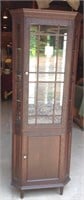 Antique mission oak corner cabinet