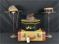 Group of Vintage Hats & Suitcase