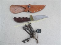Pakistan Knife with Sheath and Antique Keys