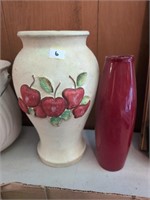 Pottery tall heavy handmade vase 13" tall and