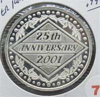 2001 One Troy Ounce Silver 25th Anniversary