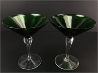 Signed Green Glass Martini Glasses