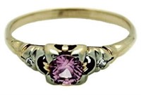 10kt Gold Antique Pink Sapphire Solitaire Ring
