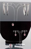 Set of Hoop Earrings & Ruby Horseshoe Jewelry Set
