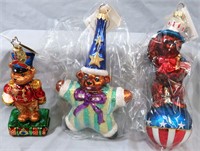 CHRISTOPHER RADKO 3 PC TEDDY ORNAMENT LOT