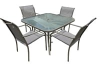 ALUMINUM PATIO TABLE AND 4 CHAIRS