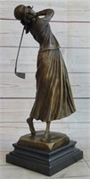 19" BRONZE GOLF LOVER ON MARBLE STAND
