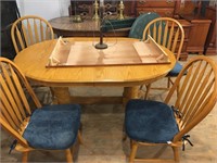 Wood Kitchen Table with 4 Chairs and 1 leaf