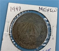 Mexican 1 peso silver coin: 1943