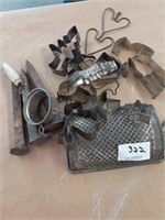 Cheese Grater, Metal Cookie Cutters, Strainer, &