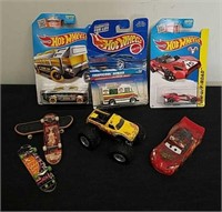 Collectible hot wheels, a monster truck, mini