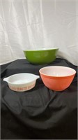Pink and green Pyrex