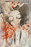 Tim Burton. Drawing - hand signed