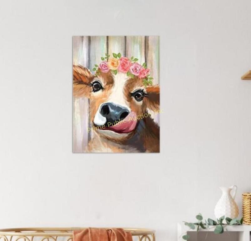 Generic $25 Retail 16"x24 Cow Decor Canvas Wall