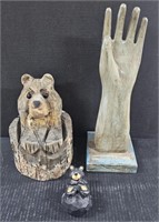 (AZ) Three Wooden Statues: Arm/Forearm 17", Live