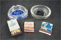 Two 70's Souvenir Advertising  Glass Ash Trays