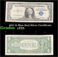 1957 $1 Blue Seal Silver Certificate Grades vf+