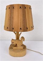 Clement Dube Canadian Folk Art Carved Lamp