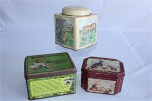 Lot of Three Vintage Tin Containers