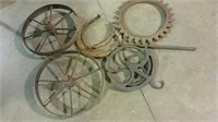 Iron wheels and miscellaneous iron pieces