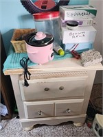 Wood Night Stand With Everything on Top