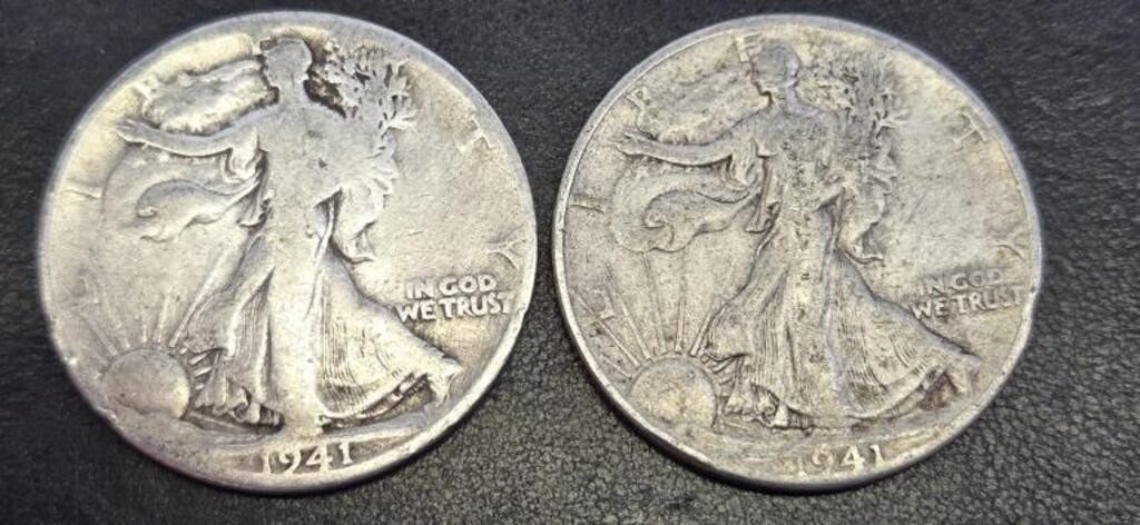 2 Each 1941 Walking Liberties (90% Silver)