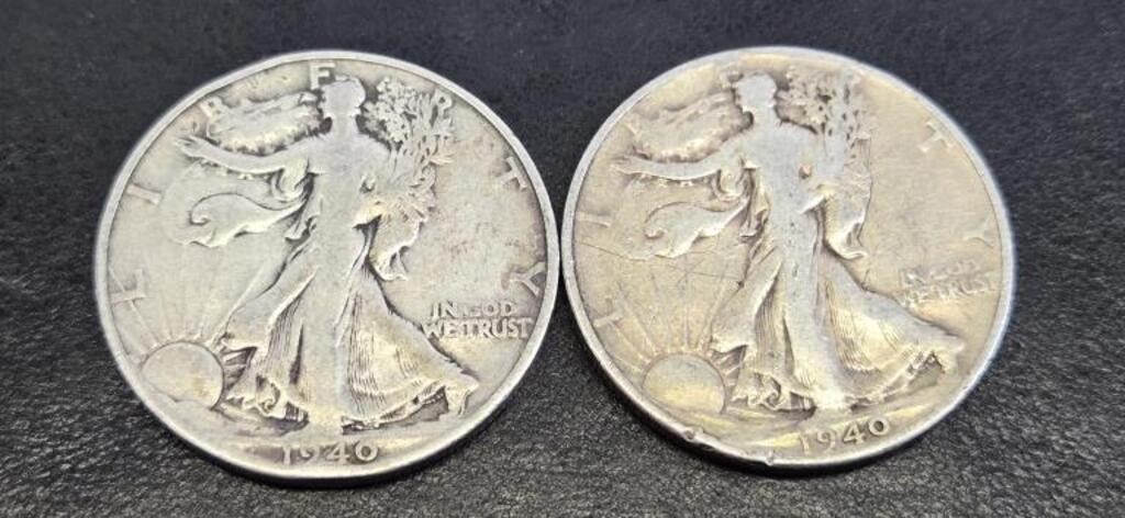 2 Each 1940 Walking Liberties (90% Silver)