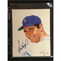 Sandy Koufax Signed Print With Photo