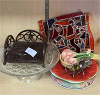 Stained glass Napkin holders, serving dish &