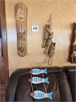 Wooden fish decor - clock is 27" t