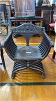 CARVED OAK ORNATE ARM CHAIR