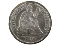 1871 Seated Half Dime