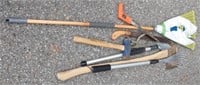 Assortment Of Yard Tools - Axe - Broom - Rake  &