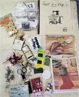 Sewing supplies, buttons, pinking shears