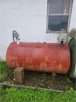 RED METAL OUTSIDE FUEL TANK W/ HAND PUMP