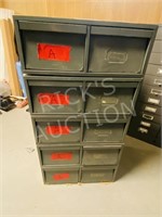 5 metal stacking drawer units w/ stuff - A STACK