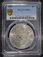 1887 MORGAN DOLLAR PCGS MS-61