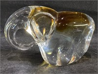 Amber Glass Elephant Art Heavy Paperweight