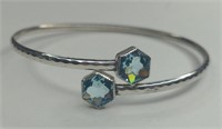Sterling Silver Blue Topaz Cuff Bracelet, weighs